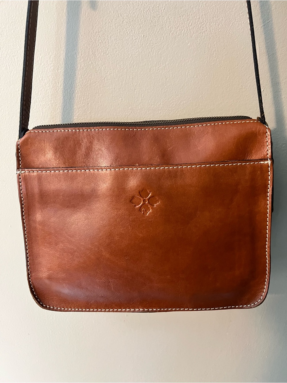Patricia Nash Nazareth top zip crossbody bag in brown from Heritage Leather Col